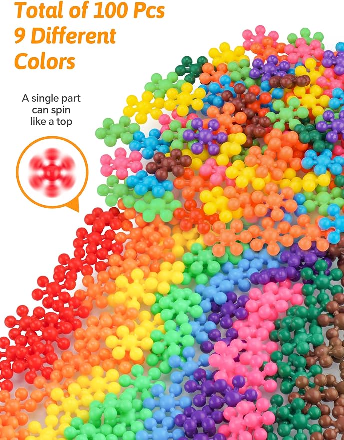 100PCS Building Blocks STEM Construction Toy for Kids 3+, Multi-Color | Solid Plastic Early Learning Creativity STEM Toy, Safe Material, Educational Toy for Kids