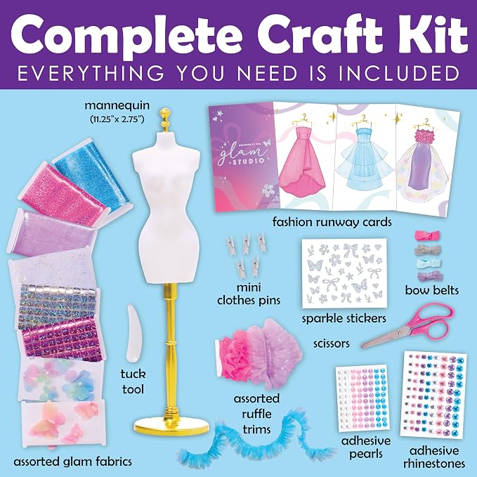Creativity for Kids Designed by You Glam Studio: Girls' Fashion Designer Craft Kit for Ages 6-8, DIY Arts and Crafts for Kids, Birthday Gifts for Girls, Girl Toys