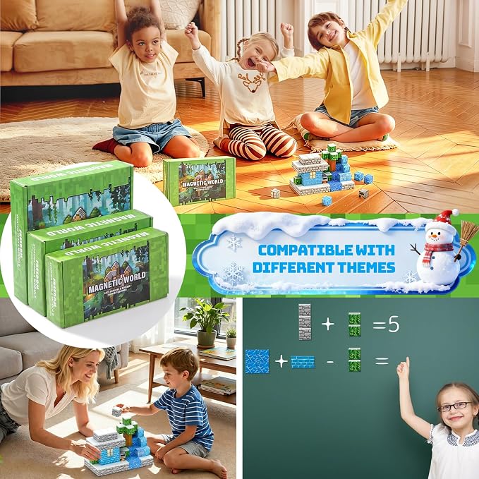 110PCS Magnetic Blocks, Magnetic Building Blocks & Magnetic Cubes for Kids, STEM Educational Construction Toys, Creative Building Toys with Strong Magnetic Connection, Gift for Boys & Girls