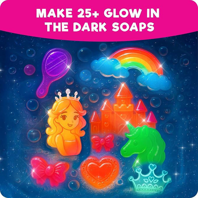 Doctor Jupiter Glow in The Dark - Princess Soap Making Kit for Kids Ages 6+ | Princess Toys, Birthday Gift Ideas for Girls 6,7,8,9,10 Year Olds, Science Kits for Kids Ages 5-7-8-12, STEM Toys, DIY Craft