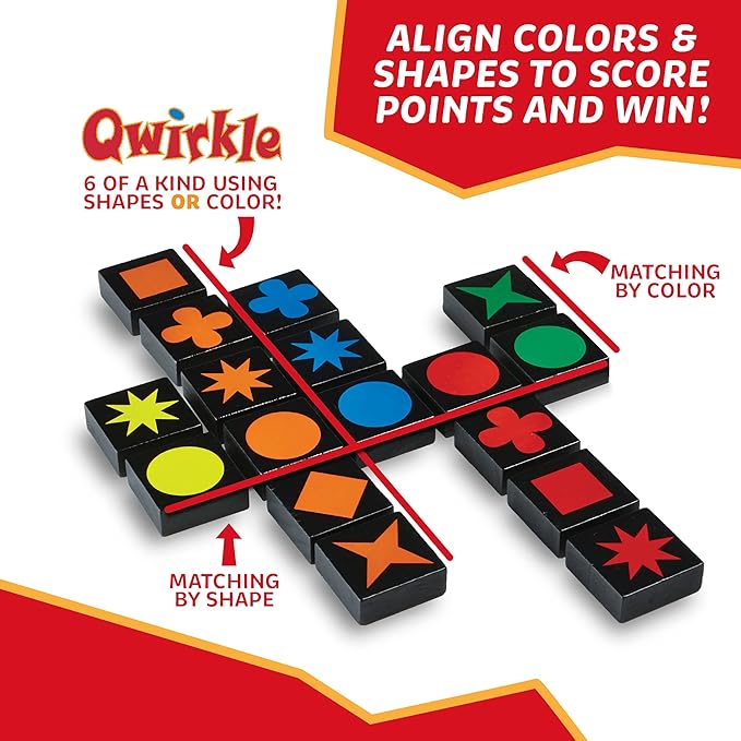 MindWare Qwirkle Board Game | Award-winning family strategy game—match colors and shapes to build lines and score. For 2-4 players, ages 6+