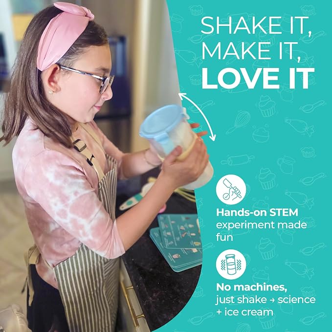 Kids Ice Cream Science Maker Kit | Real Reusable | Ages 5-12 | STEM DIY Activity | Make Homemade Ice Cream No Machine Needed | Screen Free Summer Fun | Birthday Christmas Gift