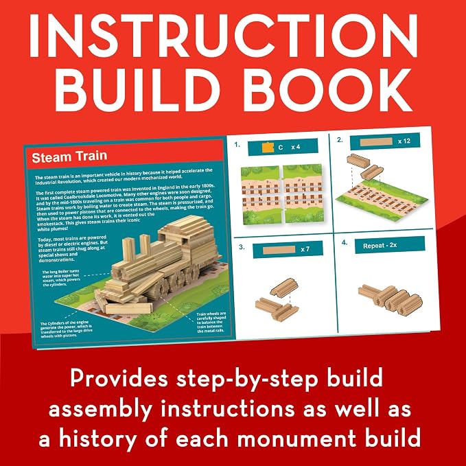MindWare KEVA Models Vehicles - 154 Wooden Building Planks & Step-by-Step Instructions to Build Iconic Vehicles