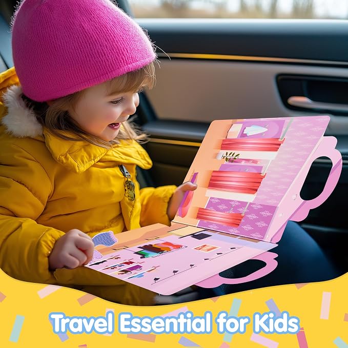 JOYIN Fashion Dress-Up Reusable Sticker Book for Toddlers, 3D Sticker Book for Kids 3 4 5, Travel Essentials, Airplane Activity Toys, Crafts Gifts, Birthday Gifts