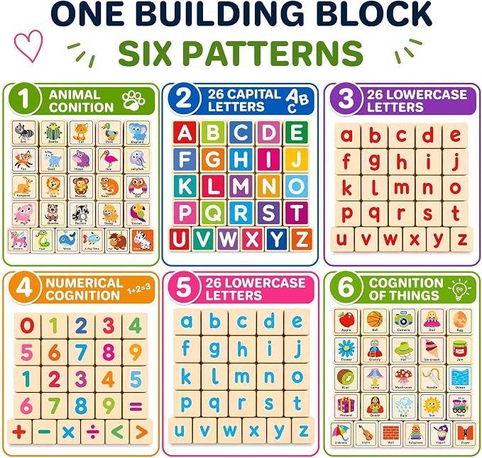 Quokka Wooden Blocks for Toddlers 1-3 - 26 Counting ABC Learning Baby Blocks for Kids 3-5 Year Olds Stacking Alphabet Wood Toys for 2-4 Ages - Developmental Toys with Letters Numbers from 12-18 Month