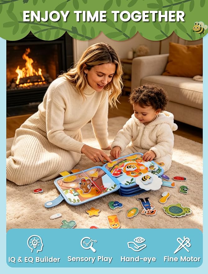 Toddler Busy Book Montessori Toys, Busy Board for Toddlers 1-3, Dog book | Travel toys, Travel essential, Learning activity, Quiet play, Gift ideal, Soft felt book, BPA-free, Non-toxic, Screen-free