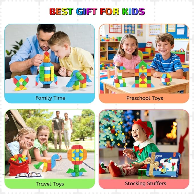 Hiwawind 84pcs Magnetic Blocks,Toys for 3 Year Old Boys & Girls, Sensory Toys for Kids with Autism, STEM Preschool Montessori Toys for Toddlers 3-5, Christmas Toys Birthday Gifts for Grandkids
