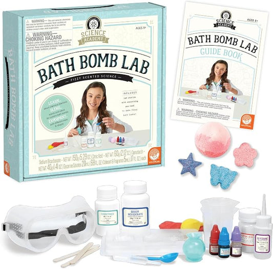 MindWare Science Academy Bath Bomb lab Kit | Hands-on experiments kids set up and run themselves. Ages 4+.