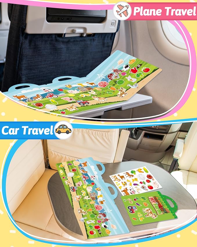 Benresive Reusable Sticker Book for Toddlers, Stickers for Kids, Travel Toy | Toddler Toys, Boys Girls Birthday Gifts, Airplane & Road Trip Essentials Kids, No Mess Waterproof Toddler Crafts Activities