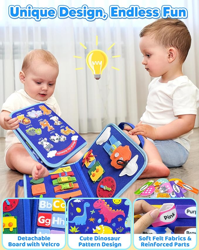 Walenty Busy Board Montessori Toys for Toddler Boy Birthday Gifts | Busy Book for Toddlers, Learning Educational Toy, Airplane Car Travel Toy, Fine Motor Skills Sensory Toys, Toddler Activities