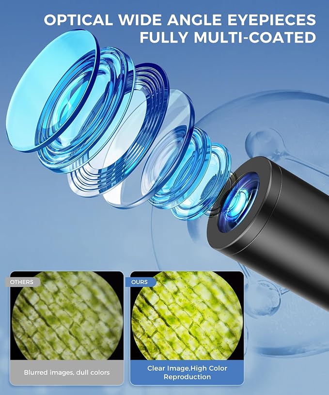 PalliPartners Compound Microscope for Adults & Students, White | 100X-2000X High-Power, Biological Microscope, School Lab & Home Education, with Slides Set & Phone Adapter