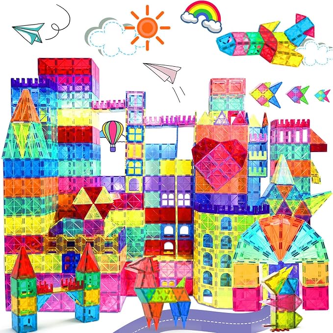Paaxido Magnetic Tiles - 100 Pieces Magnetic Blocks for Kids, Magnet Tiles Building Blocks Set, Construction STEM Magnet Toys Gift for Kids, Boys and Girls 3 4 5 6 7 8+ Year Old