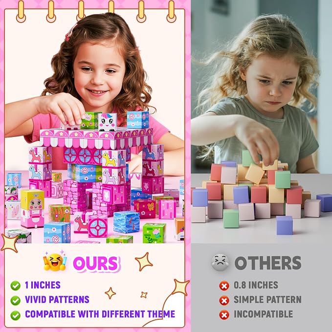 Magnetic Blocks,150PCS Magnetic Building Cube Game,Magnet Blocks Tiles Constructions Toys,STEM Educational Building Blocks for Kids,Christmas Birthday Gifts for Boys and Girls Age 3+ Years Old