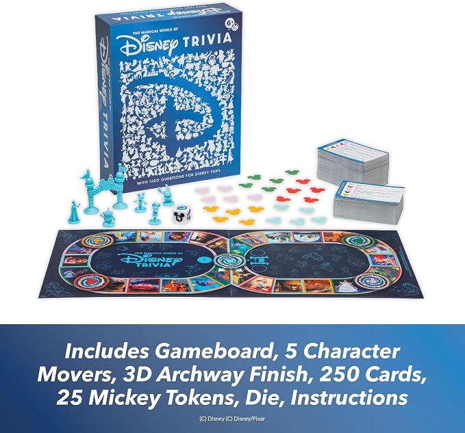 Disney Trivia Board Games for Family Night, Travel Games, Strategy Game, 6+ | Disney Toys, Family Game Night, Travel Games, Screen-Free, Holiday Game, Kids Board Game, Strategy Games