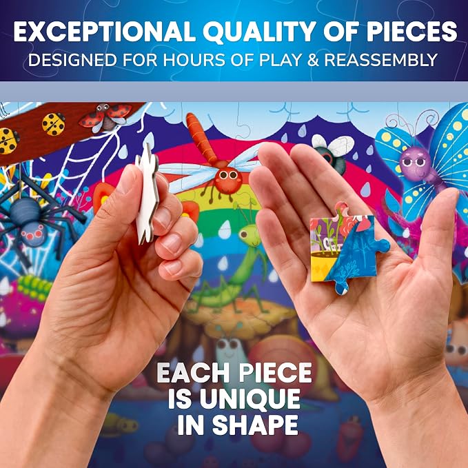 4 x 60 Piece Puzzles for Kids Ages 4-6 - Educational Kids Puzzles Ages 4-8 | Glow-in-the-Dark - Farm Bugs, Tropical and Ocean Animals - Toddler Puzzle - Learning Kids Games Ages 4-8 - Gift for Children