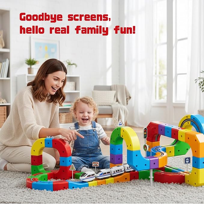 Electric Train Set for Kids Ages 3-8 - Modular 3D Flexible Race Track Building Toy with Gravity-Defying 360° Movement, STEM Learning Fun Gift(154 pcs Deluxe Set)