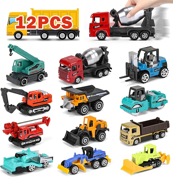 12PCS Metal Mini Cars Toy for Kids | Trucks Toy Vehicles Set for Toddlers,Party Favors for Toddler Toys,Educational Play,Birthday Gift for Boys Girls