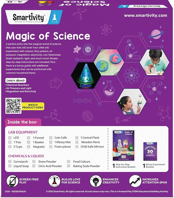 Smartivity Magic Science Kit for Kids Ages 4, 5, 6, 7, 8 Years | 50+ Amazing Science Experiments I Birthday Gifts for Boys & Girls | I Educational Toy for Kids Age 4-8 Years Old | 50+ Amazing Science Experiments | Educational STEM Toy | Birthday Gift f...