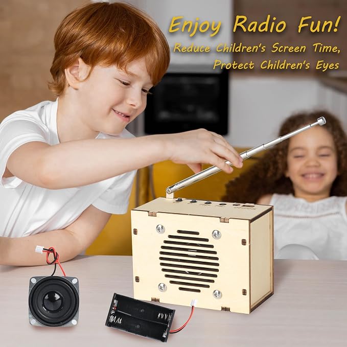 Science Kits for Kids Age 8-12 12-14, STEM Kits for Kids Age 8-10, STEM Toys Build Your Own FM Radio Kit, DIY Electronic Snap Circuits Projects Gifts for Teen Girls Boys 9 11 13 15 16+ (Classic Wood)