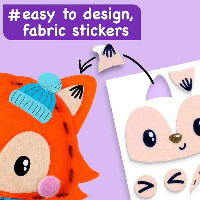 EZCRA Unicorn Sewing Kit for Kids Ages 4-8 - 8 Beginner Projects | DIY Sewing Craft Kit for Girls. 8 Beginner Learn to Sew Projects. No Mess Gift. Full Instructions and Felt Stickers included.