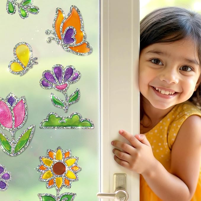 Imagimake DIY Jelly Stickers - Flowers & Butterflies, 10 Stickers, Art Kit | Paint, Peel & Stick Painting Activity for Kids, Birthday Gift for Boys & Girls Ages 3,4,5,6,7 Years Old