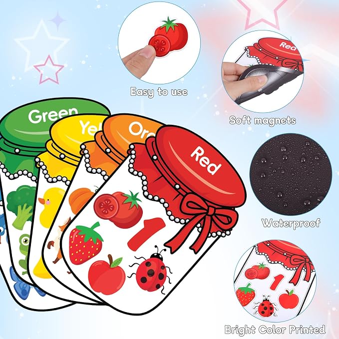 10Pcs Magnetic Color Sorting Cute Fridge Magnets for Kids Color Sorting | 60 Fridge Magnet Soft Magnets for Early Education Color Sorting Fine Motor Skills Boys Girls Gifts