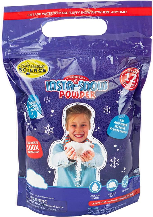 Steve Spangler Science Insta-Snow Powder, STEM Activity for School and Homeschool Activities, Fun & Safe Science Kits, Kids Make Fluffy Snow In Seconds, Top Sensory Toy For Classrooms, 14 oz | For School & Homeschool, Fun & Safe Science Kit, Make Fluff...