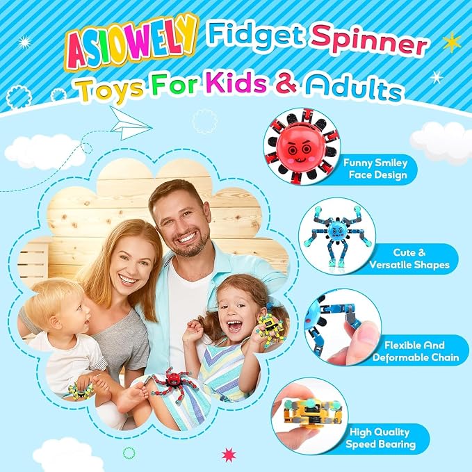 Fidget Spinner Toys for Kids and Adults,Transformable Road Trip Travel Toys for Kids Ages 4-8,Fingertip Gyros Sensory Toy for Boys Girls Teens Autism Relief Toys,Birthdays Gifts Party Favors