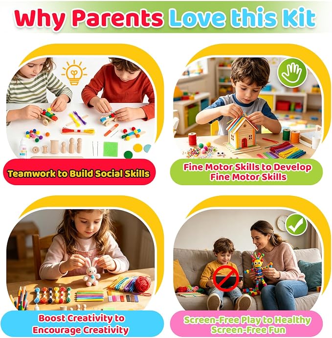 Kid Made Modern Arts and Craft Kit – A DIY 3.8 Pounds of Hobby Craft Supplies & Materials Box for Creative Art Projects for Kids Age 4 5 6 7 8 9 10 11 & 12 Year Old Girls & Boys