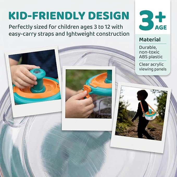 Bug Catcher Kit 13 Pcs - Insect Catching Set with Net, Habitat, Magnifier & Tweezers - STEM Outdoor Toy for Kids Age 3+ (Orange 13 Pcs)