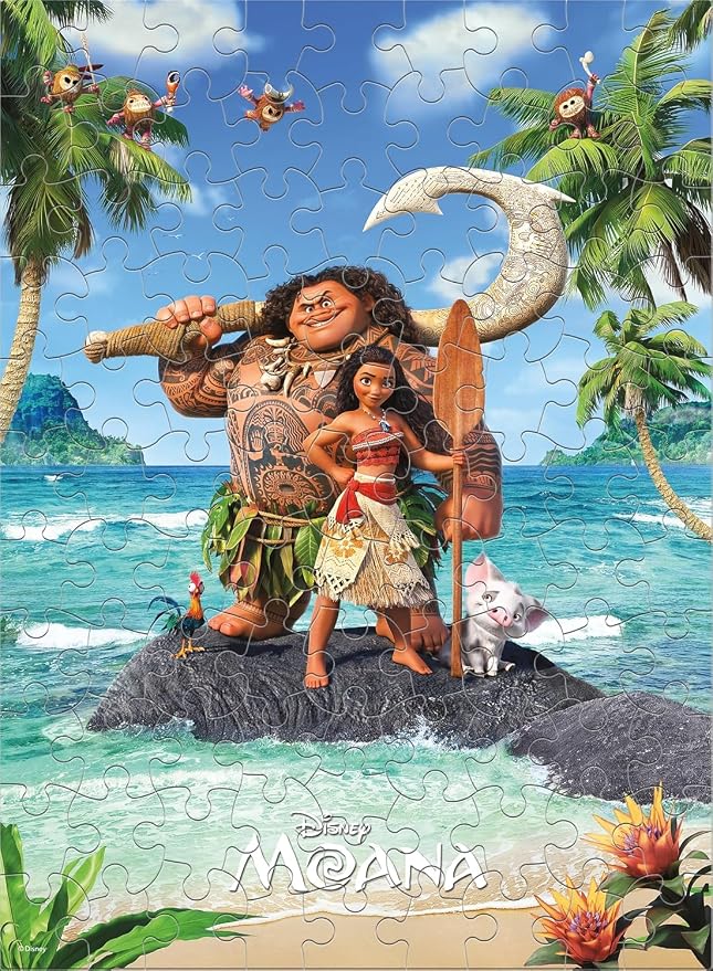 Ceaco - Disney Moana - 100 Piece Jigsaw Puzzle for Kids Ages 6-8 | Officially Licensed, Made in USA, Recycled Puzzle Board, Finished Size 11 x 15 in