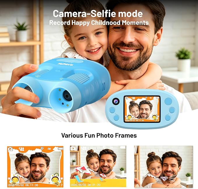 1000X Handheld Microscope for Kids 2.0" Screen 32GB Card Included | Rechargeable 3 in 1 Pocket Digital Kids Microscopes with Camera & Selfie Lens, Edu Science Kits for Kids 4-6 8-12 Blue