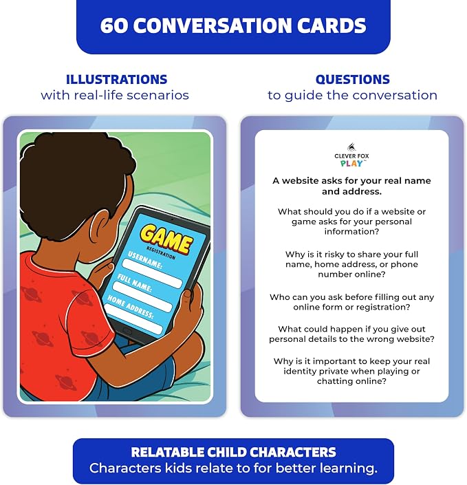 Who What Why Online Safety Conversation Cards for Kids, SEL Game | Cybersecurity, digital awareness, emotional regulation, social skills, speech therapy, online habits, classroom and home use