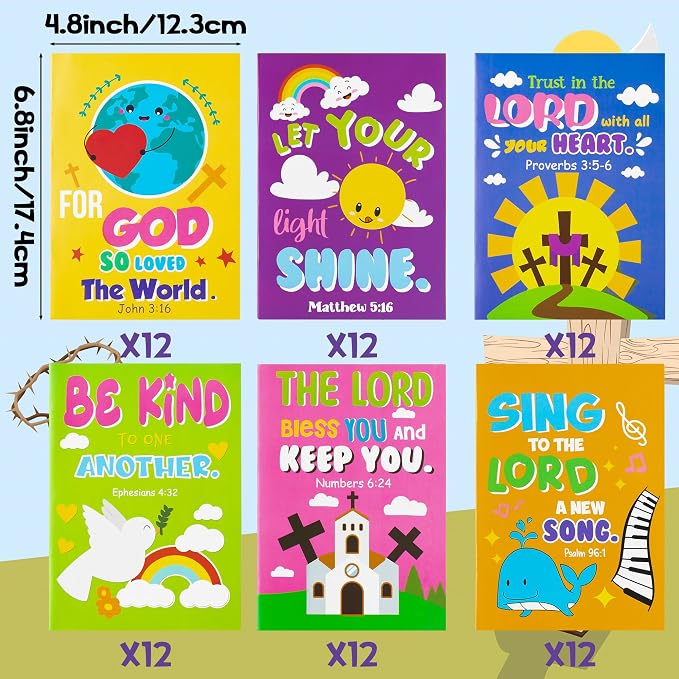 Dvbonike 72Pcs Bible Coloring Books Religious Theme DIY Color-in Pages | Inspirational Words, Christian Activity Artwork, Sunday School Supplies, Classroom Reward, Party Favor, Gift, Drawing Booklet