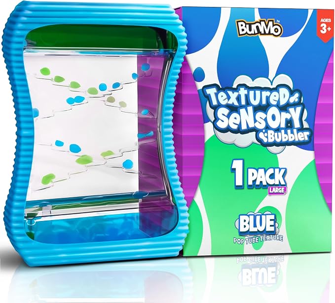 BUNMO Liquid Motion Bubbler Large Sensory Toy for Kids & Adults – Gentle Fidget Toy for Mindfulness – Stimulating Visual Sensory Experience – Colorful Bubble Fidget Timer for Desk & Travel - Blue