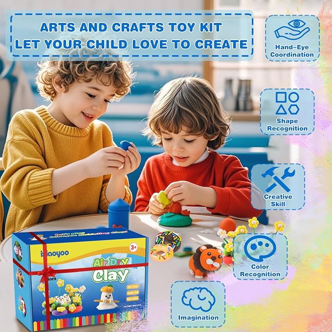 Ixiaoyoo Air Dry Clay, 30 Colors Foam Modeling Clay for School Projects | Safe & Non-Toxic, Soft, Non-Sticky, DIY Model Crafts Kids Toys for Home Party Favors, Birthday Gifts for Aged 3–12 Boys Girls