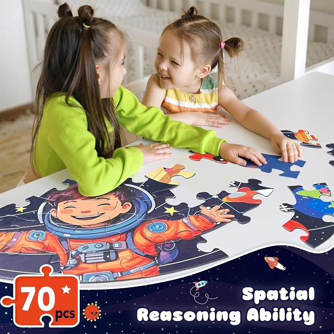 TALGIC Puzzles for Kids Ages 4-6 with Solar System Planets, 70 Piece | Round Kids Floor Puzzles, Educational Toy, Gift for 5 Year Old Boys Girls, Large Jigsaw Puzzles for Kids 3 4 5 6 7 8