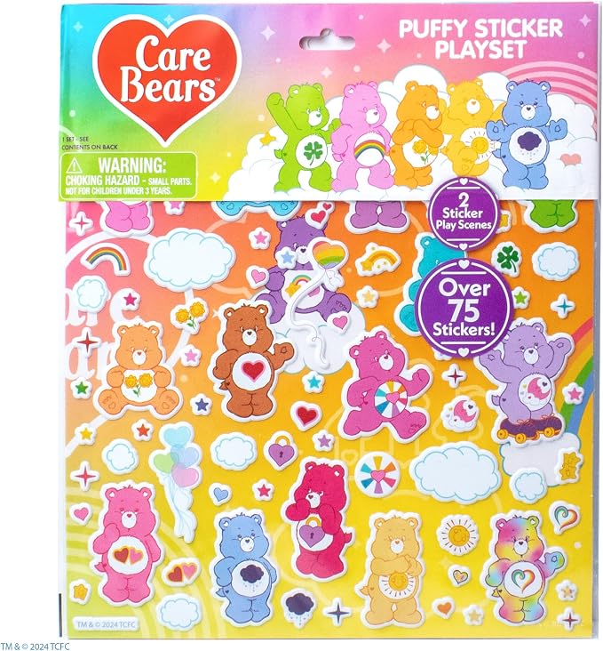 Horizon Group USA Puffy Sticker Playset for Kids, Care Bears