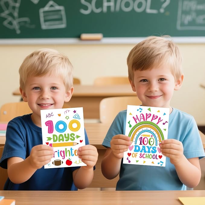 Dvbonike 24Pcs 100 Days of School Coloring Books - Happy 100th Day of School DIY Color-in Pages Cute Pencil Apple Patterns Drawing Booklet Classroom Rewards Art Activity Gifts Party Favors Supplies