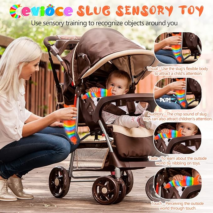 Cevioce Fidget Slug Toy, Sensory Slug Fidget Toys for Kids & Adults, 1 PC Autism Sensory Toys for Children Toddlers, Toddler Toys 3+ Year Old, Easter Basket Stuffers Gifts for Kids Boys Girls F