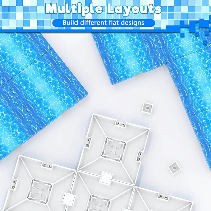 4PCS 4" x 4" Magnetic Building Block Base Plates for Kids, Strong Grip Magnetic blocks Base Compatible with Most Popular Magnetic Blocks & Cubes, STEM Educational Toys for Boys Girls Ages 3+ (Water）