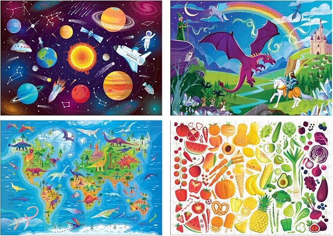 Chuckle & Roar - 4 Pack 100, 100, 150, 200 Piece Puzzles for Kids 6+ | Multipack, Grow with You Play, Large Pieces, Develop Fine Motor Skills, Giftable