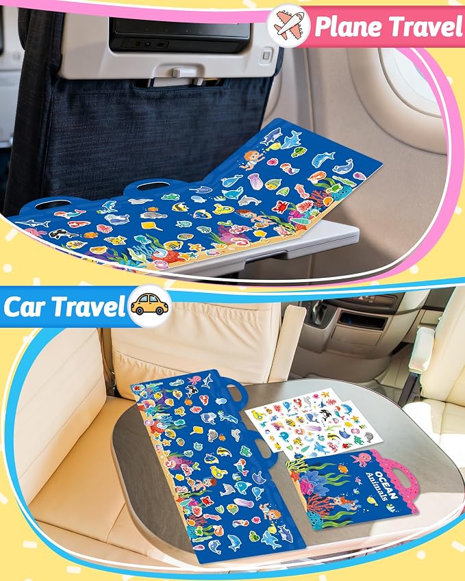 Benresive Reusable Sticker Book for Toddlers, Stickers for Kids, Travel Toy | Toddler Toys, Boys Girls Birthday Gifts, Airplane & Road Trip Essentials Kids, No Mess Waterproof Toddler Crafts Activities