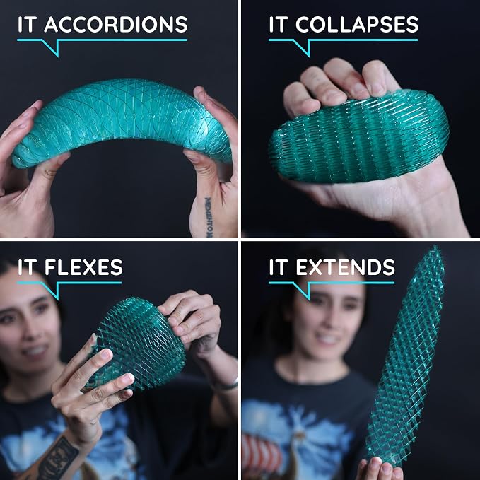 Morf Worm 3D Sensory Figgy Fidget Toy, Cyan, Large | Quiet Fidget Toy: Sensory toy for focus and stress relief; satisfying tactile play for classrooms, desks, and travel