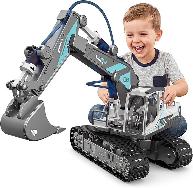 Hydraulic Excavator STEM Building Toy, 130 Pcs Engineering Kit for Kids 8+ | DIY Construction Kit, Hydraulic Robot Arm, No Battery Required, Mechanical Learning, Assembly Toy, STEM Engineering Activity