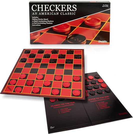 Kangaroo - Multiplayers Strategy Checker Board Game for Kids & Adults - Portable Educational Travel Cardboard Checkers - Includes Large Board w/ 24 Checkers (12 Red and 12- Black) 15x15 Inches | Multiplayers Strategy Portable Educational Travel Cardboa...