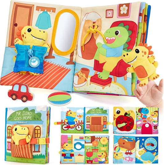 hahaland Busy Book for Toddlers 1-3 - Dinosaur Soft Fabric Activity Books | hahaland Busy Book for Toddlers - Dinosaur Soft Fabric Activity Books