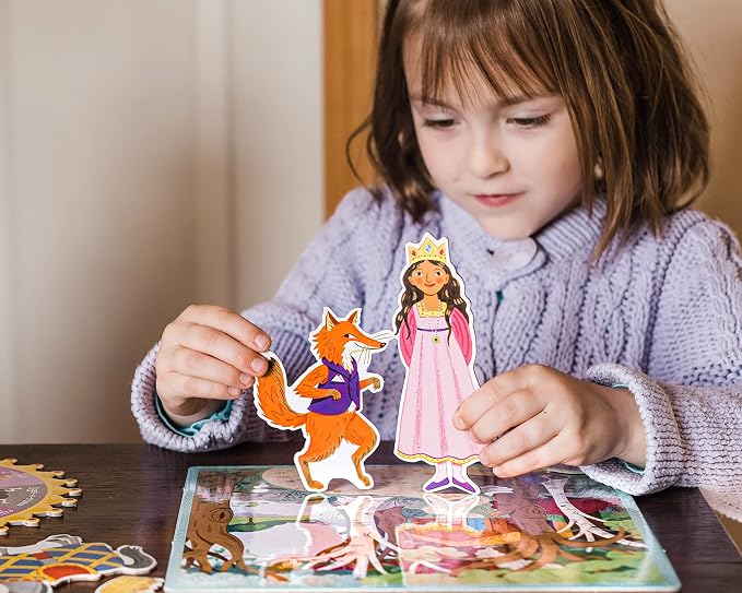 eeBoo Fairytale Spinner Game, Story Building Game, Ages 5+, 2-4 Players | Introduces storytelling & creative thinking. Includes spinner & thematic pieces to create your own story. 15 minute game play
