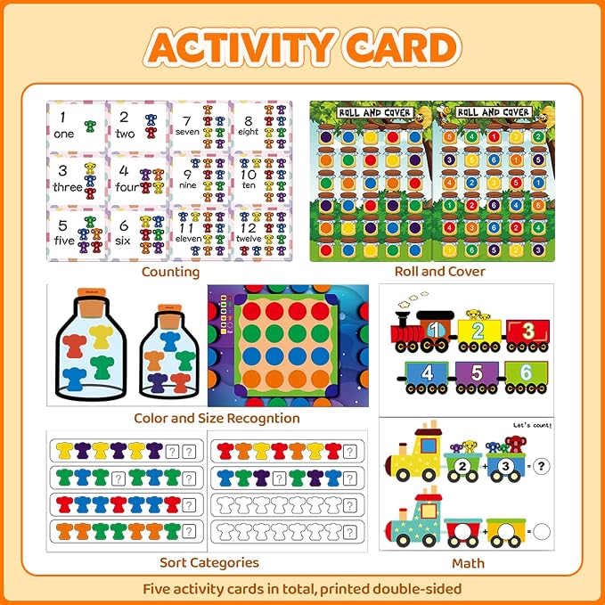 Pairez Toys Counting Animals Montessori Toy, 72pcs Koala Color Sorting Set | Sorting Bowls & Activity Cards, Preschool Learning Activities, Math Manipulatives, Sensory Toys for Toddlers, Birthday Gifts