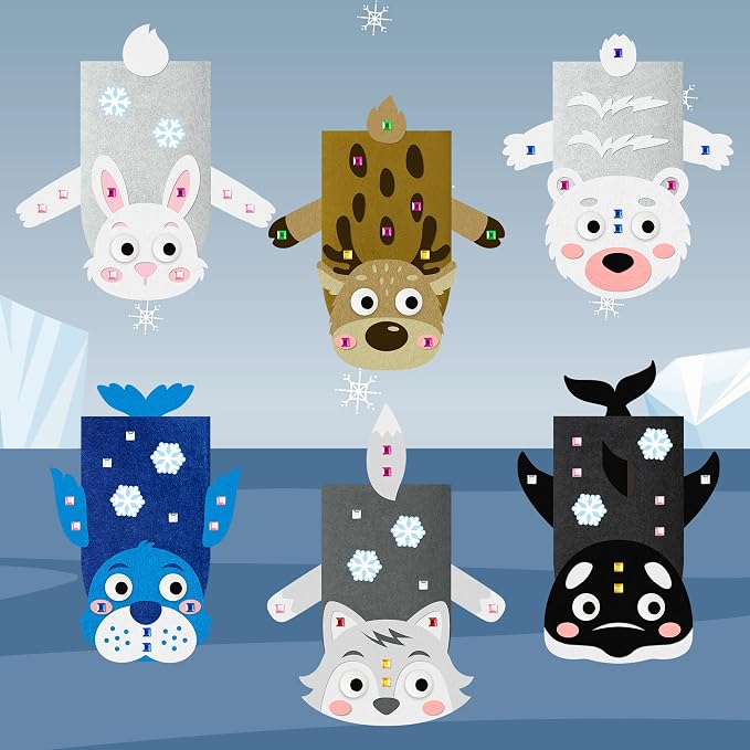 WATINC Hand Puppet Making Kit, Felt Sock Puppet Toys for Kids (Polar A) | 6 Styles, Make Your Own Storytelling & Role Play Crafts, Creative Group Activity, Party Favors & Gifts for Kids Ages 4-8